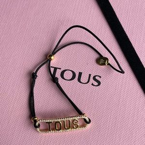 Black nylon Bracelet with silver vermeil Logo and Cz stones